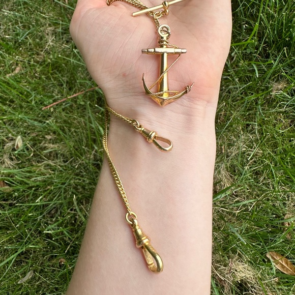 EXTREMELY RARE ESTATE 18k ANTIQUE DOUBLE ALBERT CURB WATCH CHAIN FROM BIRMINGHAM - Picture 8 of 11